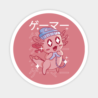 Happy Axolotl Gamer Kawaii Magnet